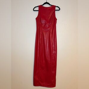 Red Vegan Leather Maxi Dress